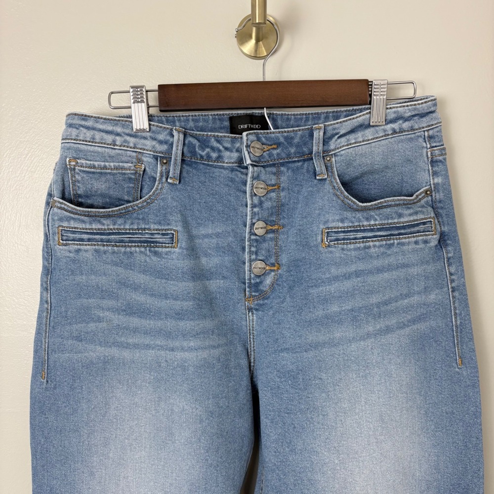 Driftwood Charlee Cropped Wide Leg Button Fly Jeans Light Wash Women Size 32x25" - Picture 2 of 11